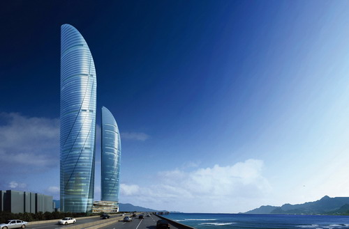 上海淞江減震器制造有限公司為廈門世貿(mào)海峽大廈消防、暖通項目配套上海橡膠接頭,單球橡膠接頭,吊式彈簧減震器,水泵彈簧減震器等產(chǎn)品。